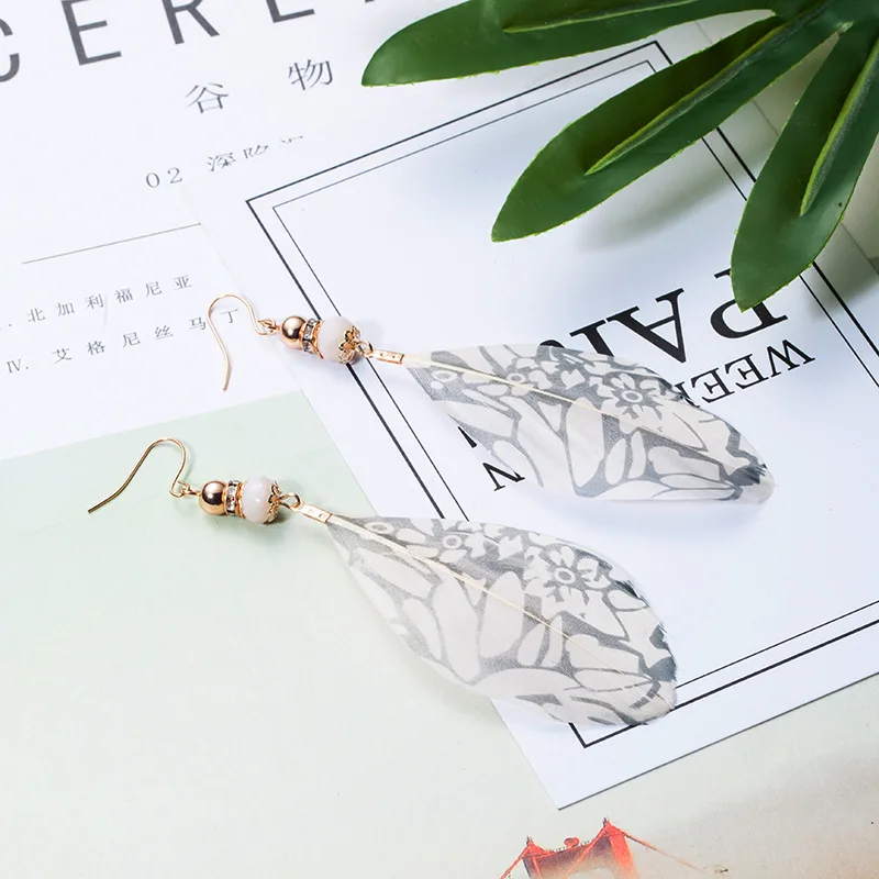 QIANKE Bohemian Big Feather Drop Earrings for Women Statement Ethnic Boho Long Dangle Fashion Jewelry Gift Wholesale |