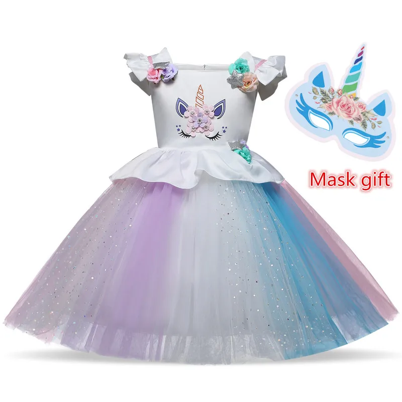 Toddler Girls Unicorn Princess pettiskirt Party Dress Baby Rainbow Tulle Kids Birthday Dresses Fairy Tale Costume | Детская одежда и