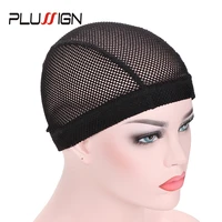 plussign super elastic mesh dome wig cap big hole wig cap for weave crochet braid wig caps for making wigs 6pcs 12pcs free size