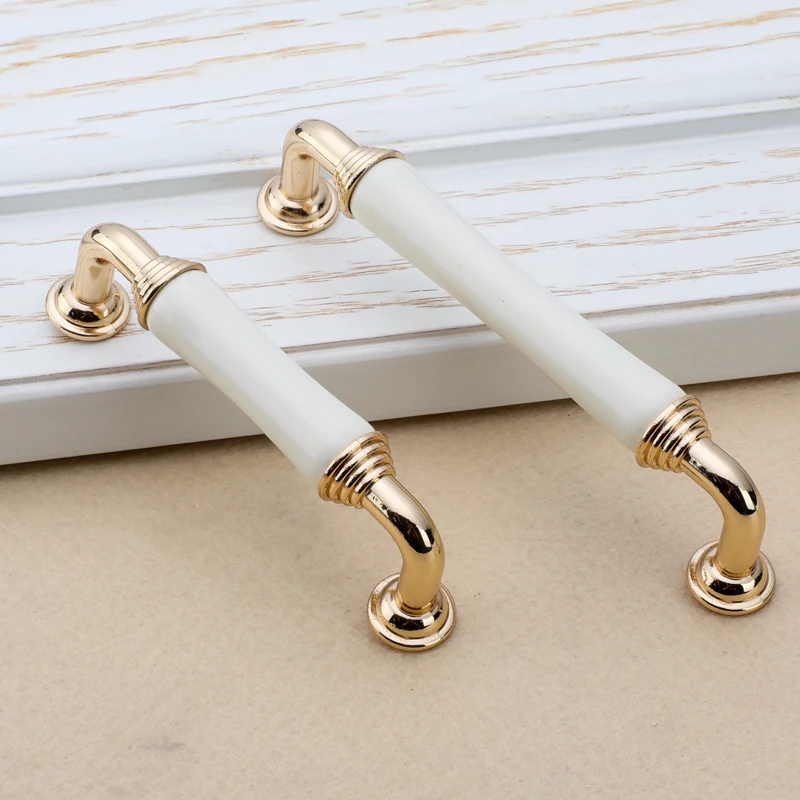 Новые золотые керамические ручки Европейский простой шкаф дверные твердые