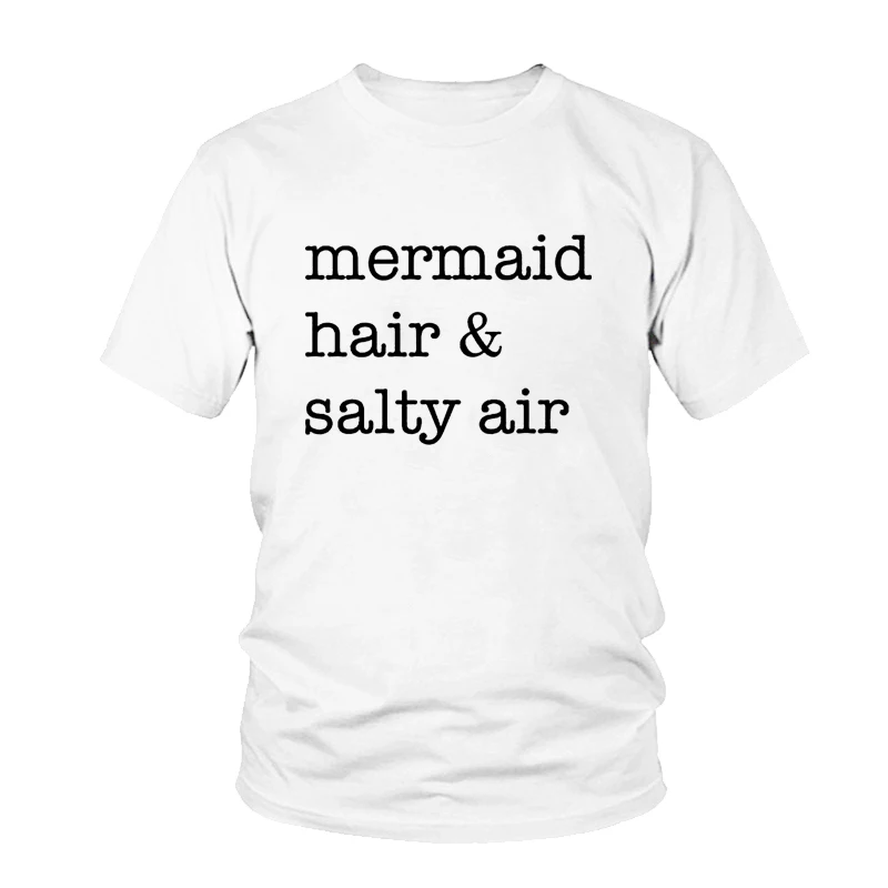 

Mermaid Hair & Salty Air Tumblr Graphic Funny T-Shirt Women Super Cute Summer Beach Ocean Slogan Tee Fashion Casual Tops