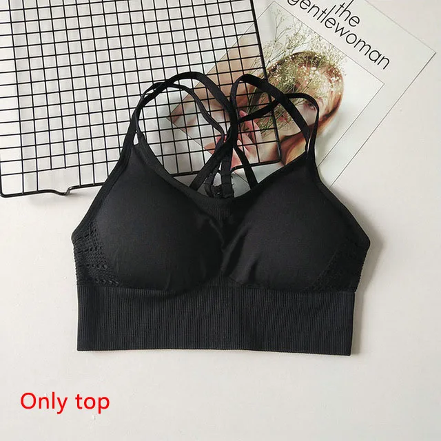 Black Top 2 шт./компл. Бесшовные Спортивный костюм Для Женщин Йога набор мягкий пуш-ап спортивный бюстгальтер Фитнес Костюмы женские эластичные леггинсы, брюки для девочек - Цвет: Black Top