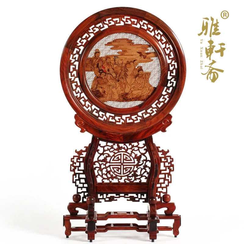 

Домашний декор, деревянная резьба по дереву и подарочные украшения, деревянный стол из сандалового дерева, круглый экран для таблички