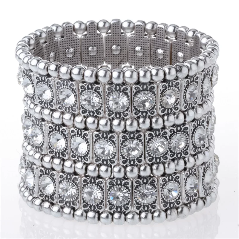 Растягивающийся браслет с кристаллами ювелирные изделия подарки манжета для