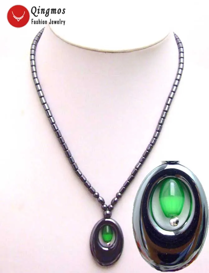 Женское Ожерелье Qingmos ожерелье из черного гематита 18 дюймов с овальным гематитом