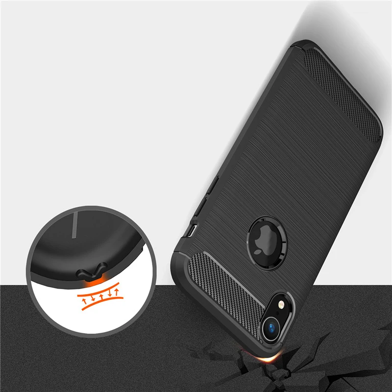 Luxury Carbon Fiber Case For iPhone XS 7 8 Plus X 6 6S 5S Soft TPU Silicon Full Cover Shockproof MAX XR Cases | Мобильные телефоны