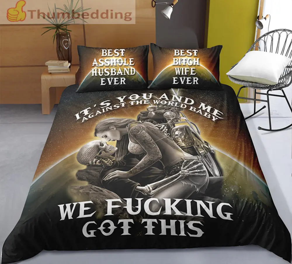 Thumbedding Dropship Sexy Girl Beside Skull Bedding Set 100% Microfiber Innovative Unique Designed 3D Duvet Cover | Дом и сад