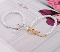 trendy han edition celebrity with artificial imitation pearl bracelet freshwater pearl white color gift for women