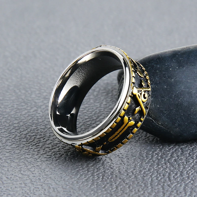 Мужские Винтажные масонские кольца вращающиеся 11 мм из нержавеющей стали с