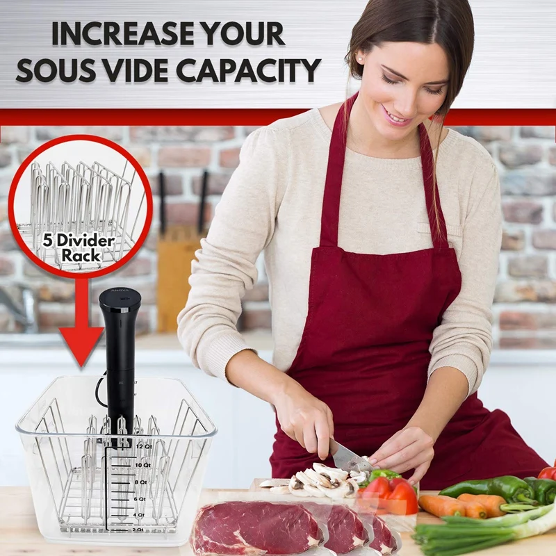Лучший Sous Vide контейнер стеллаж-хромированные разделители из нержавеющей стали(5) водяная Ванна аксессуары для приготовления пищи отделяет пластиковые пакеты