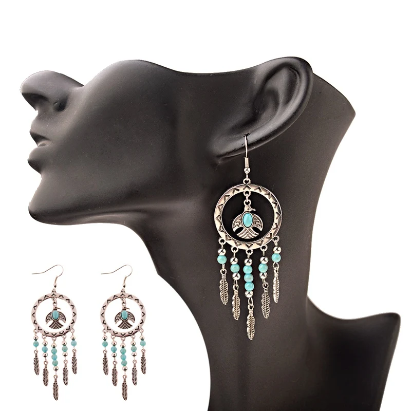 Женские этнические богемные серьги Jhumka 2019 длинные летние в стиле бохо с