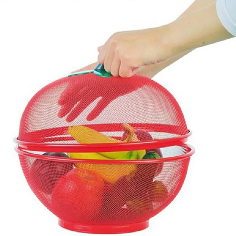 

Grid Fruit Basket Iron Plate With Lid Kitchen Dishwashing Drain Basket For Table Decoration 27*24*14.6cm