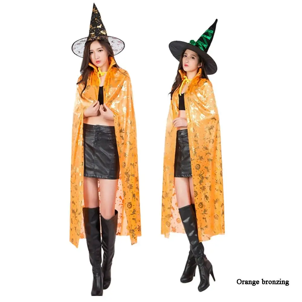 Free Shipping Halloween cloak children's Adult performance costumes COS Witch Ghost Black Bronzing Costumes Cloak |