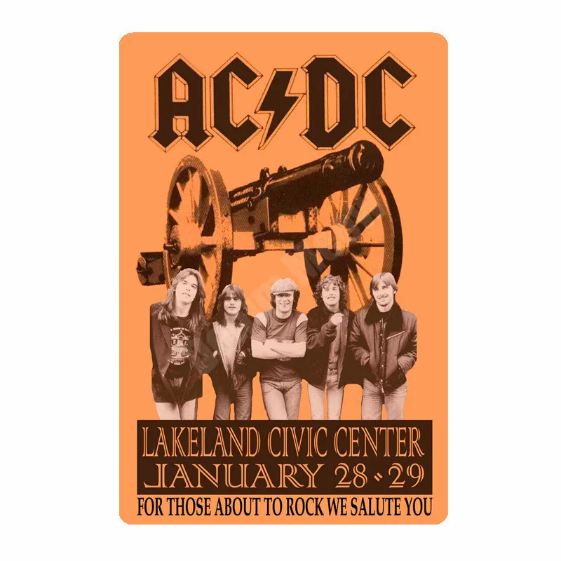 20x30 см ACDC винтажные металлические жестяные вывески для бара, кафе, паба, казино, домашний декор, тарелки в стиле ретро, музыкальная доска, художественный плакат, рок наклейки на стену N264