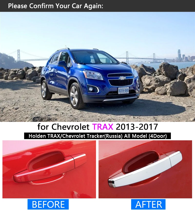 Хромированная накладка на ручку для Chevrolet TRAX набор отделки трекер Holden 2013 2014 2015 2016