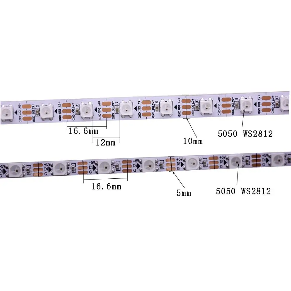 1 м 2 3 4 5 адресуемый DC5V WS2812B 5050 RGB 10 мм печатная плата не водонепроницаемый