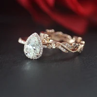 wedding ring set 10k rose gold 1ct pear cut moissanit engagement ring bandanniversarymoissanite ring setbridal ring set