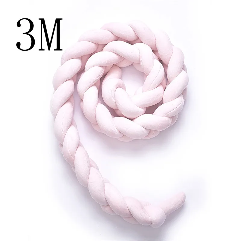 3M Pink 1 шт., 1 м/2 м/3 м, детский бампер ручной работы с узлом для кровати новорожденного, длинная плетеная Подушка, детская кровать, бампер с узлом, детская кроватка, декор для детской комнаты - Цвет: 3M Pink