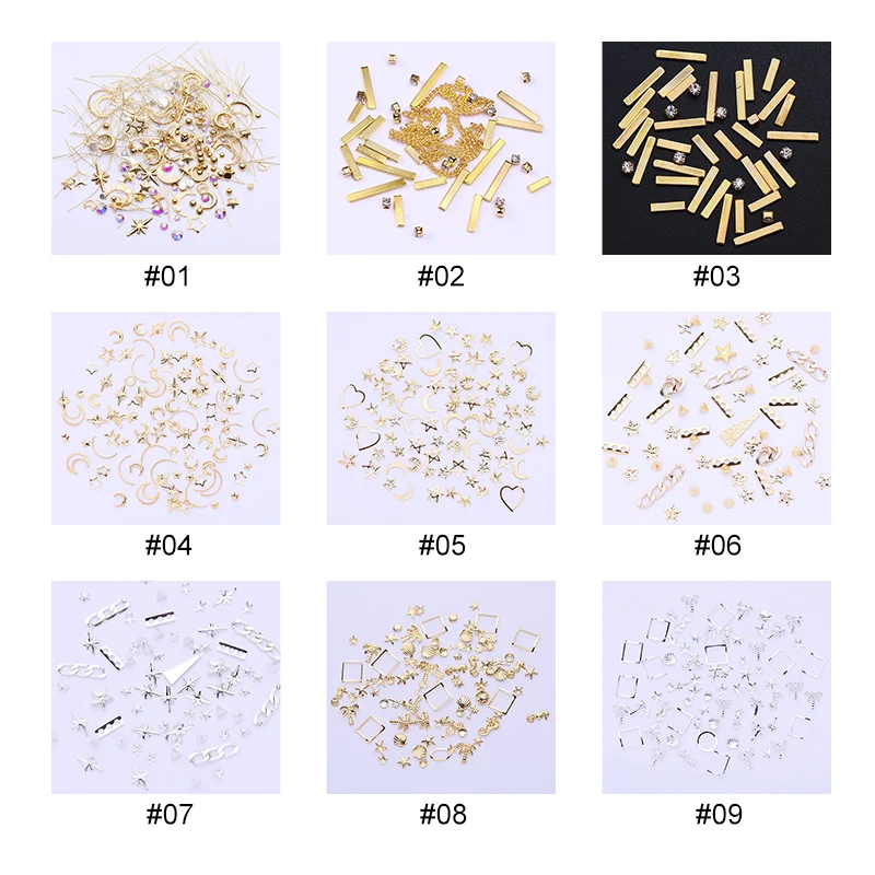 Шпильки для ногтей заклепки блестящие мини бусины AB цветные стразы в форме