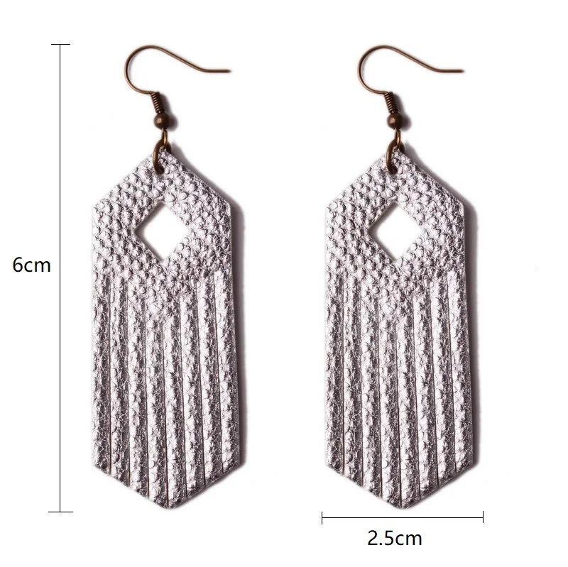 2019 New Style PU Leather Drop Earring Gold Fringed Dngle for Women Simple Cute Geometric Hollow Tassel Earrings Jewelry | Украшения и