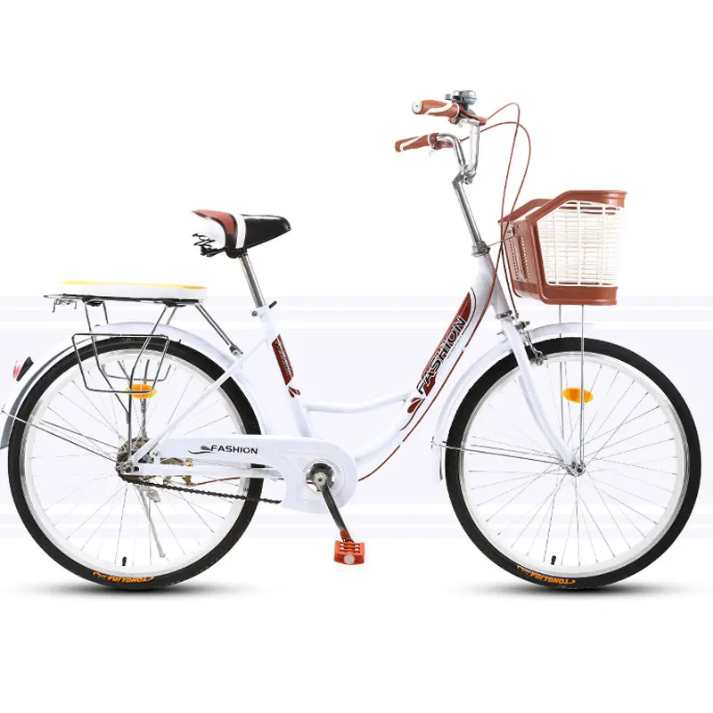 White Commuter Bike Lightweight Travel Woman Adult Vintage Retro City Student Man Bicycle Single Speed New - Color: White
