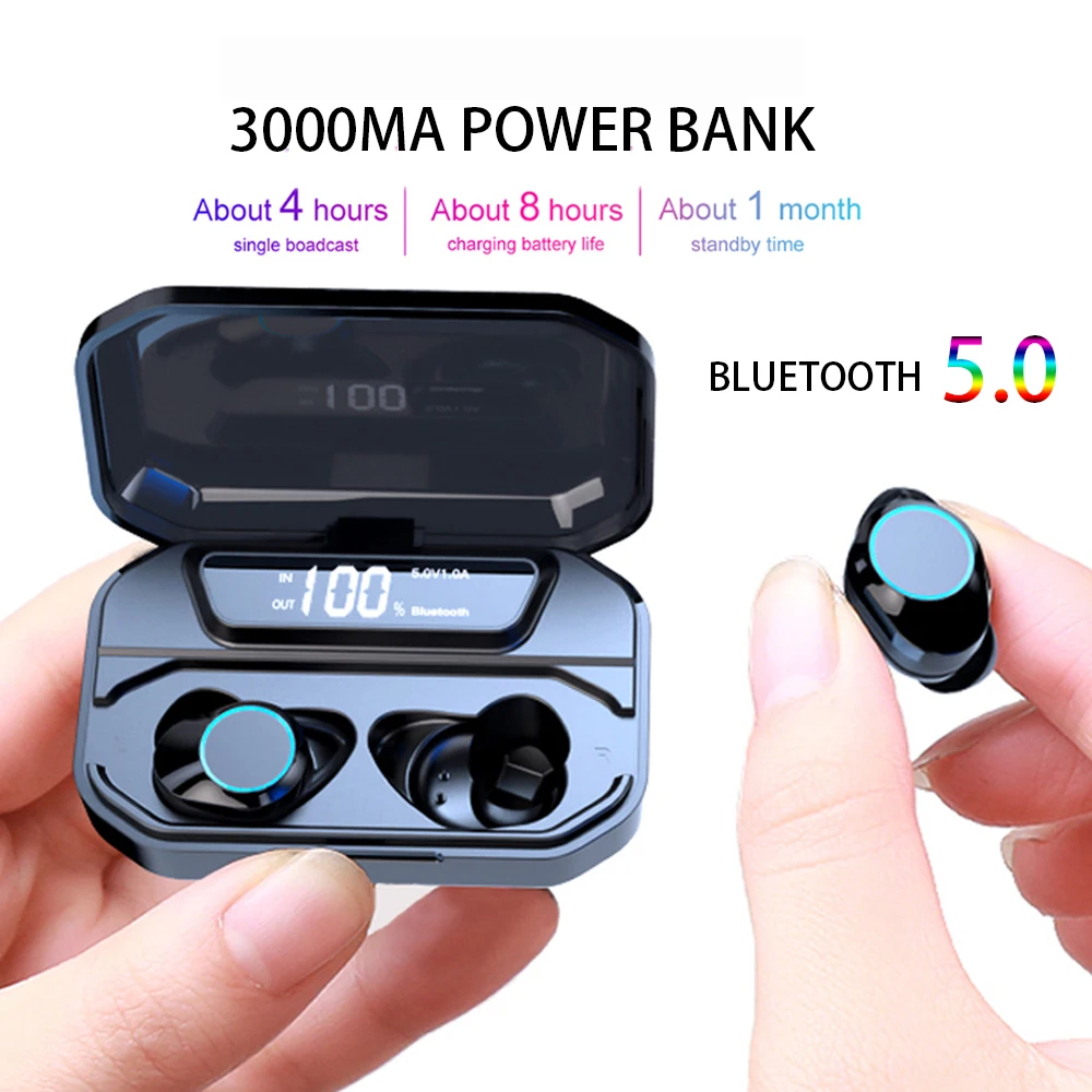 TWS Bluetooth 5 0 наушники с цифровым дисплеем 9D стерео bluetooth гарнитура 3300MA светодиодный