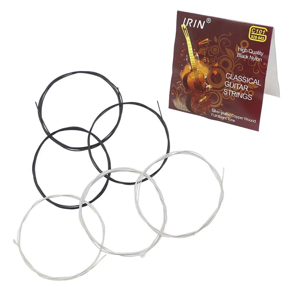 

6 Pcs Guitar Strings Classical Guitar String Set Black Nylon Core Silver-Plated Copper 1st-6th