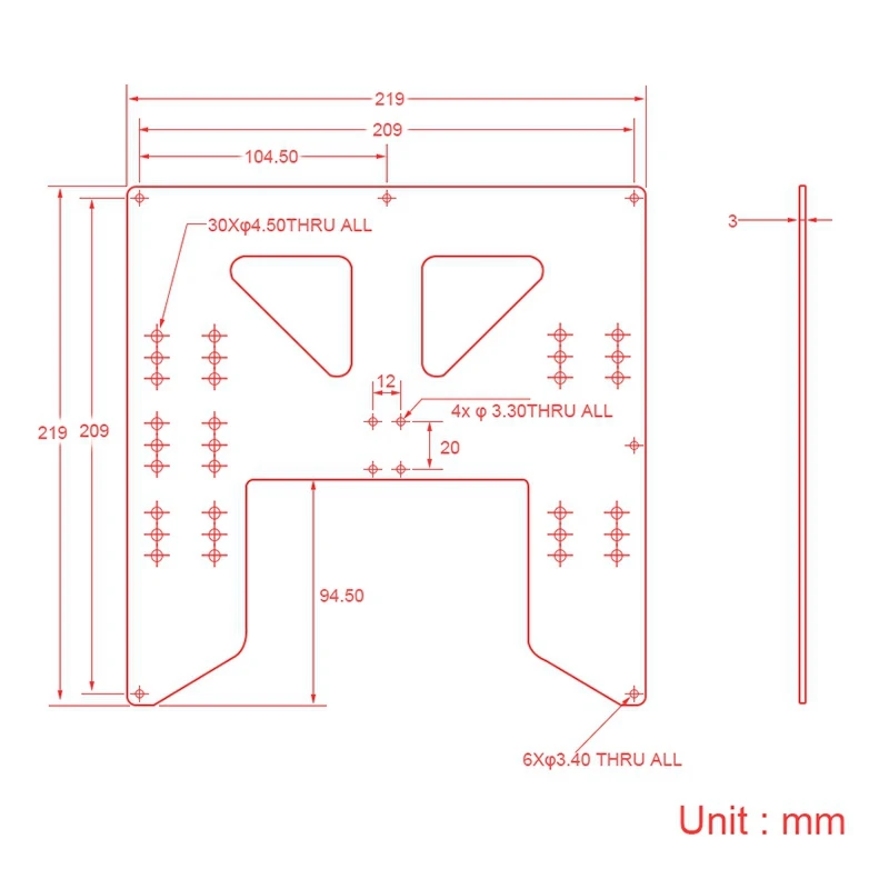 Черная Алюминиевая анодированная пластина Y Carriage Upgrade V2 Prusa I3 Hot Bed Support Plate для Diy 3D