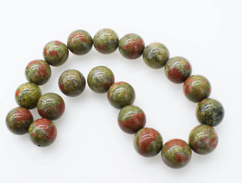 

loose beads green unakite round 12/14/16/18/20mm for making jewelry necklace 15inch FPPJ wholesale