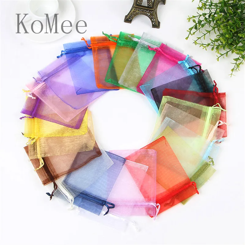 50pcs/Lot 7x9 9x12 11x16 13x18cm Organza Bags Small Candy Jewelry Packaging Wedding Party Favor Drawstring Gift Bag Pouches | Дом и сад
