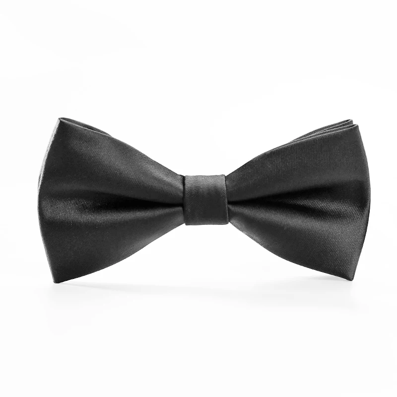 Мужской галстук бабочка для свадьбы черный классический деловой из двойной
