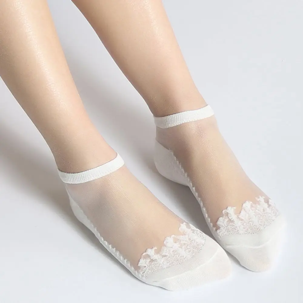 Женские сетчатые шелковые носки жаккардовые эластичные ультра тонкие