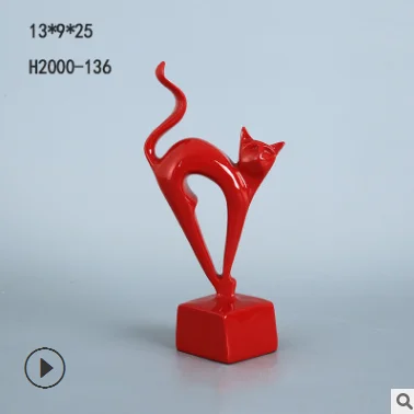 Современные домашние ремесла простые смолы Lucky Cat украшения гостиной ТВ шкаф вина украшения - Цвет: B red