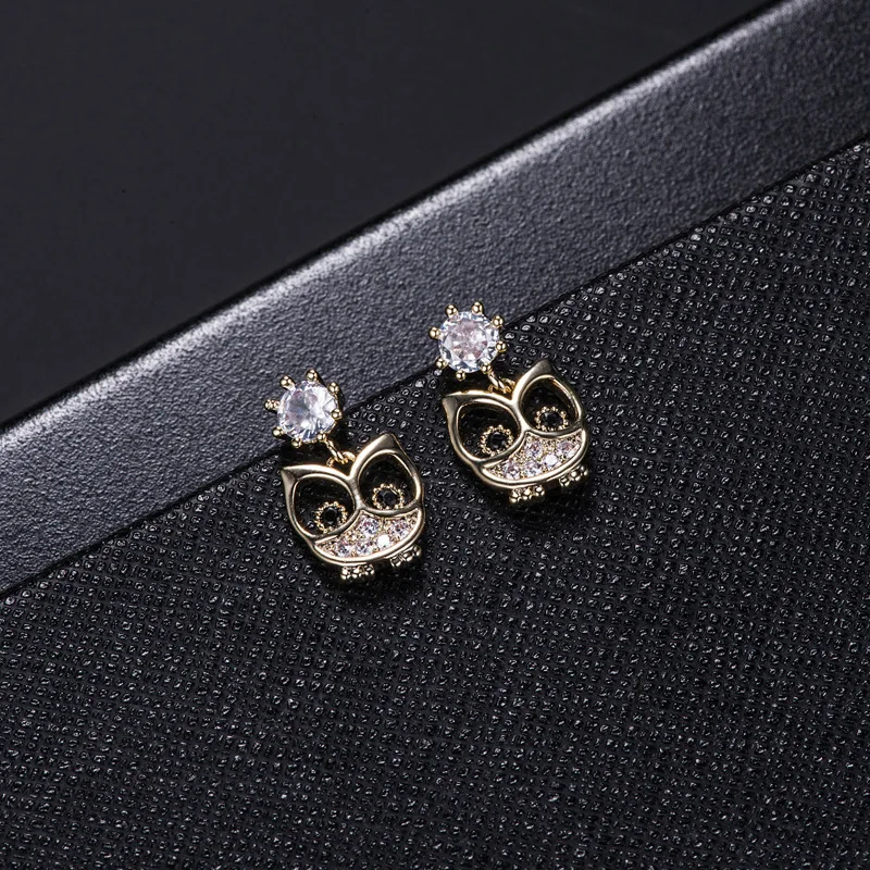 New Arrivals 925 Sterling Silver CZ Owl Stud Earrings For Women Jewelry Pendientes Brincos Free Shipping | Украшения и аксессуары