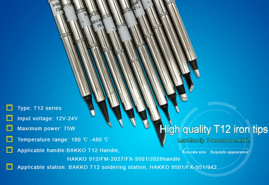 QUICKO XA высококачественный T12-K паяльный наконечник для 951 952 использования для паяльной станции HAKKO T12 7s инструменты для сварки расплава олова