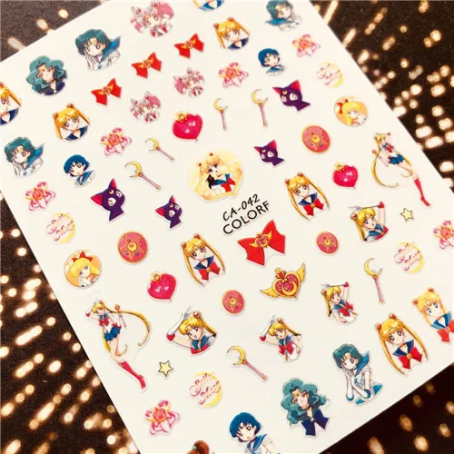 CA-39-40-41-42 Сейлор Мун девушка стикеры 3D на ногти nail Art Наклейка шаблон diy Инструменты для ногтей украшения - Цвет: CA-42