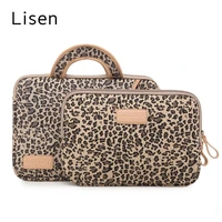 2020 new brand lisen laptop bag 131415 15 6 inch leopard canvas sleeve case for macbook air pro lady women handbag dropship