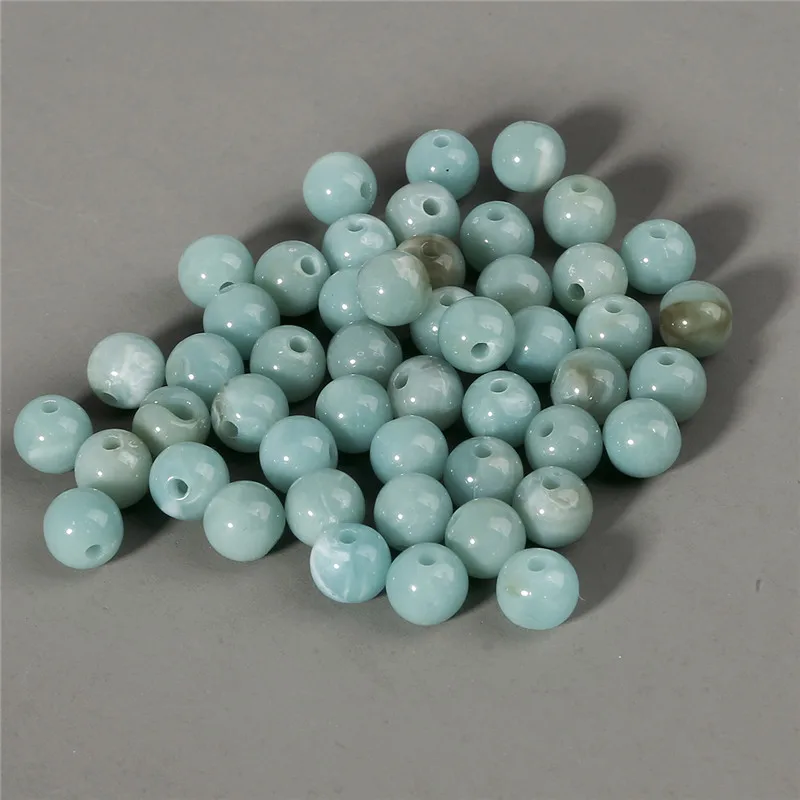 Peacock Green Wholesale 6mm 8mm 10mm Acrylic Clouds Beads Effect Round BEADS Spacer Loose Beads For Jewelry Making DIY Bracelet - Цвет: Peacock Green
