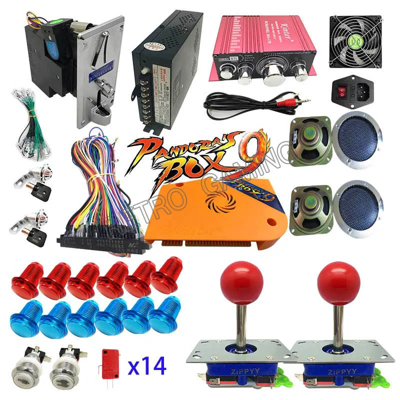long zippy joystick Pandora box 9 DIY Аркада светодиодный игровой блок для игрового автомата комплект с 1500 В 1 модульная доска JAMMA Zippy джойстик Кнопка питания динамик - Цвет: long zippy joystick