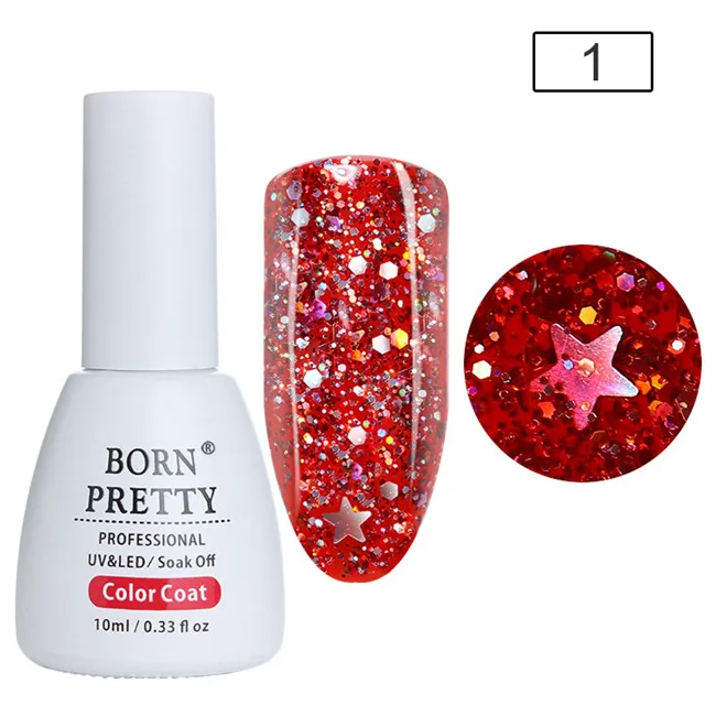 Color 1 10 мл Born pretty, голографическая Звезда Луна ногтей блестки гель Bling замочить от маникюра Светодиодный УФ гель лак для ногтей гель УФ лак лампа - Цвет: Color 1