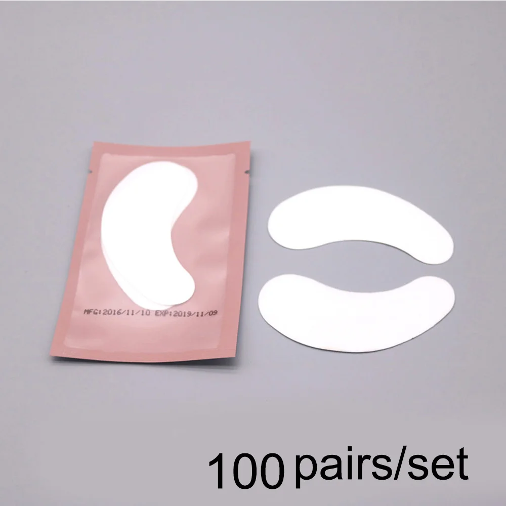 pink 100 пар подушечек для наращивания ресниц одноразовые патчи для ресниц под глазами Советы наклейки косметические обертки инструмент - Length: pink