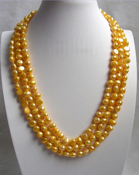 

Модное популярное ожерелье из 18-дюймового золотого жемчуга в стиле барокко 3 ряда