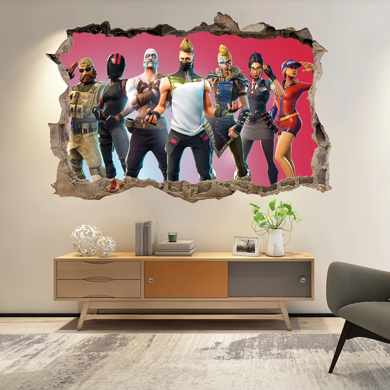 

fake window battle game wall stickers home decoration cartoon anime wall decals cartoon kids room children wall mural