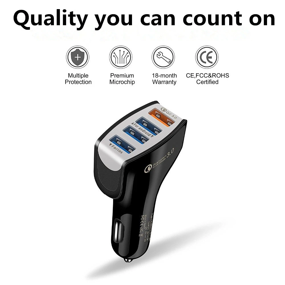 Faichoy хорошее QC3.0 быстрое зарядное устройство USB Автомобильное зарядное устройство 4 USB порта Адаптивное быстрое зарядное устройство для телефона адаптер для iPhone huawei Xiaomi Регистратор