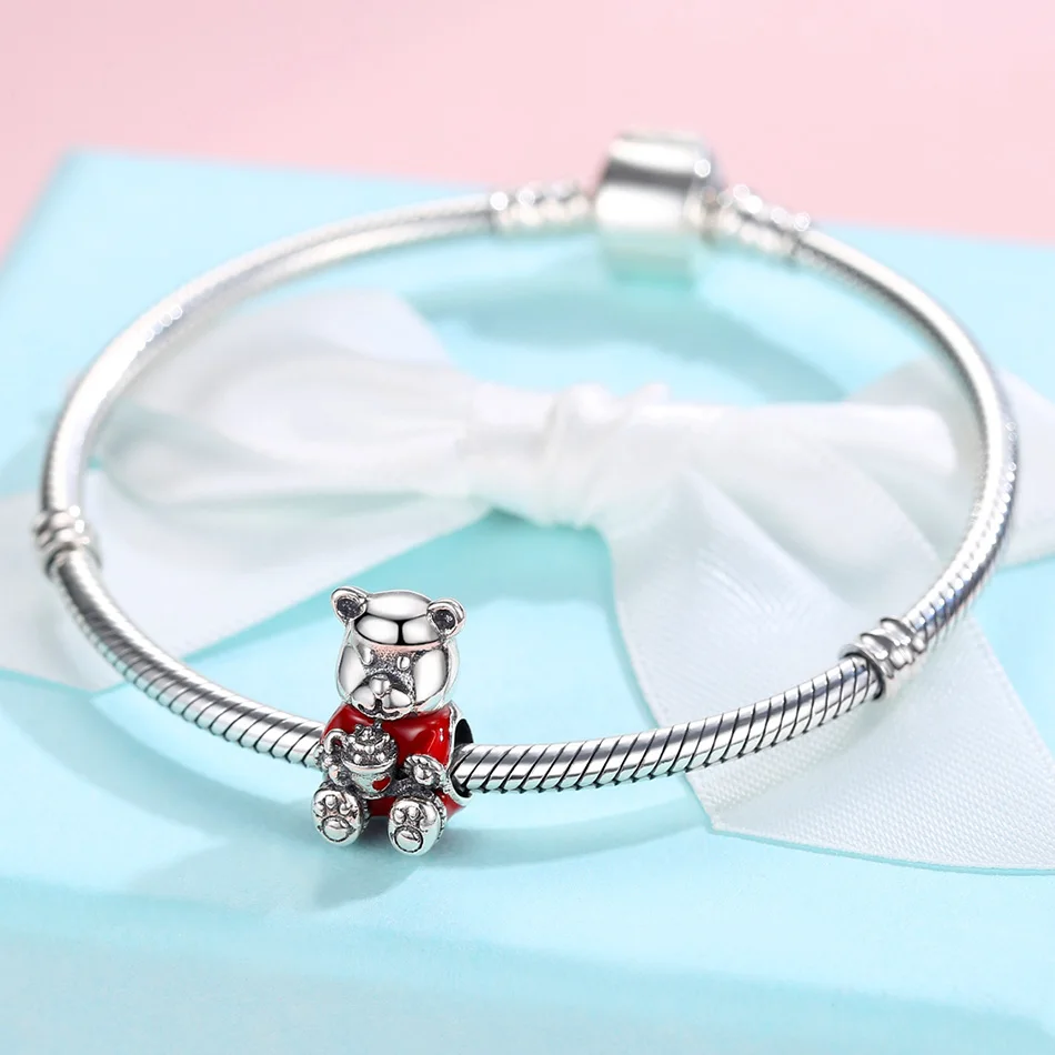 FOREWE Real 925 Sterling Silver Lovely Bear Charm Bead Fit Charms Original Bracelet Animal DIY Jewelry Making New 2019 | Украшения и