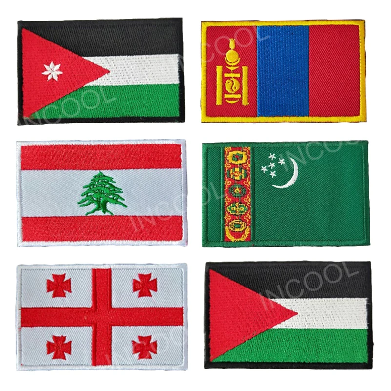 Нашивка с вышитым флагом нашивка Джорджии Jordan Lebanon Mongolia palestablian Congo | Дом и сад