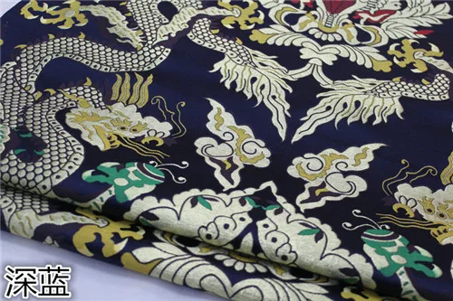 dark blue 1 meter C620, китайский стиль, Большой дракон, жаккардовая шелковая парчовая ткань, китайская ткань для свадебного платья, буддийская одежда, китайский домашний текстиль - Цвет: dark blue 1 meter