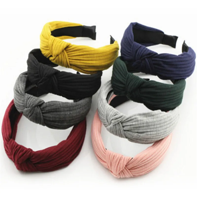 Модные пластиковые повязки для волос с узлом ободки женщин и девочек винтажная