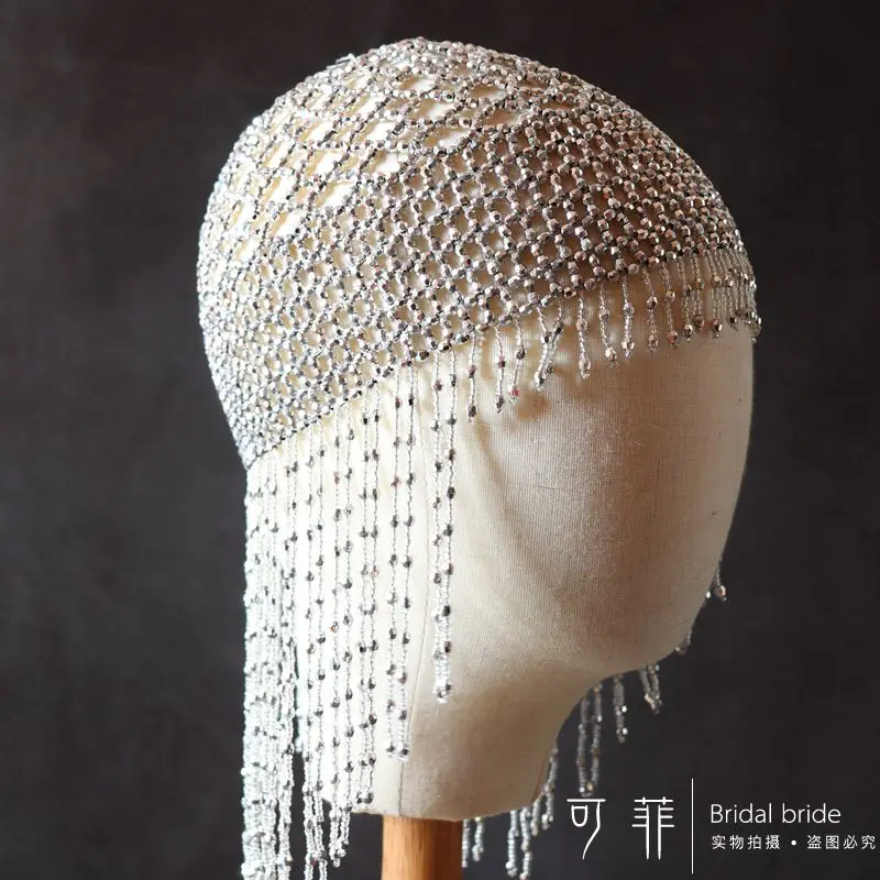 1920s Beaded Cap Headpiece Roaring 20s Flapper Belly Dance Exotic Cleopatra for Gatsby |