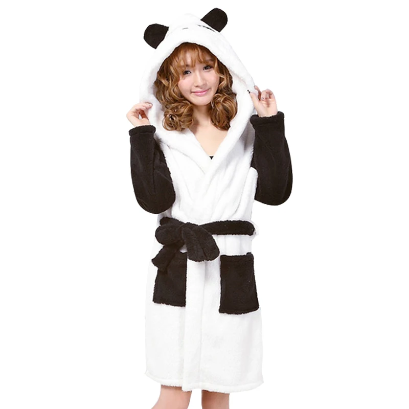 Новое поступление Осенние и зимние женские флис с принтом мягкий Халат капюшоном